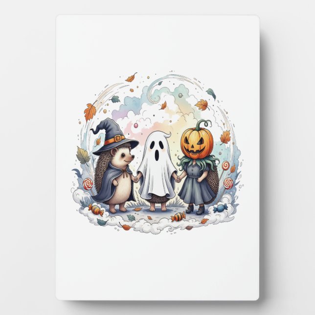 Cute Halloween Hedgehogs Costume Plaque (Front)