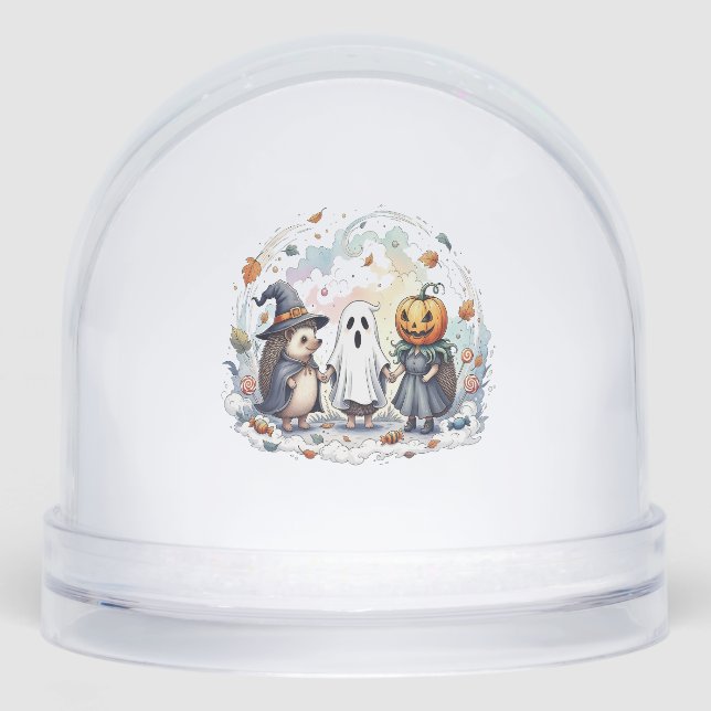 Cute Halloween Hedgehogs Costume Snowglobe (Front)