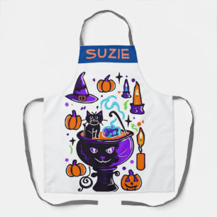Cute Halloween Icons Aprons, Halloween Doodles Apron