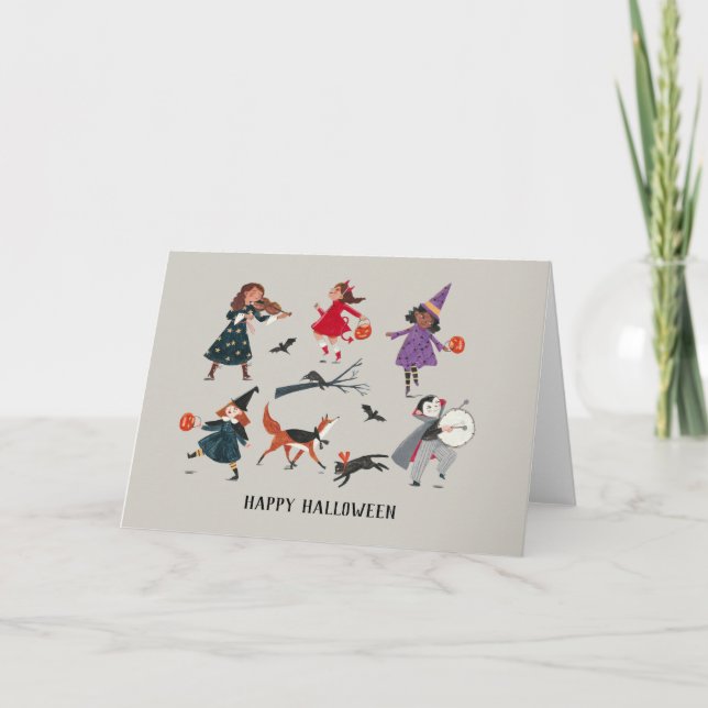 Cute halloween illustration kids holiday postcard (Front)
