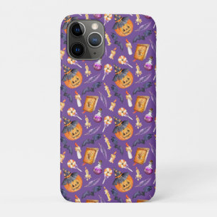 Cute Halloween illustration with pumpkin and bats  iPhone 11 Pro Case