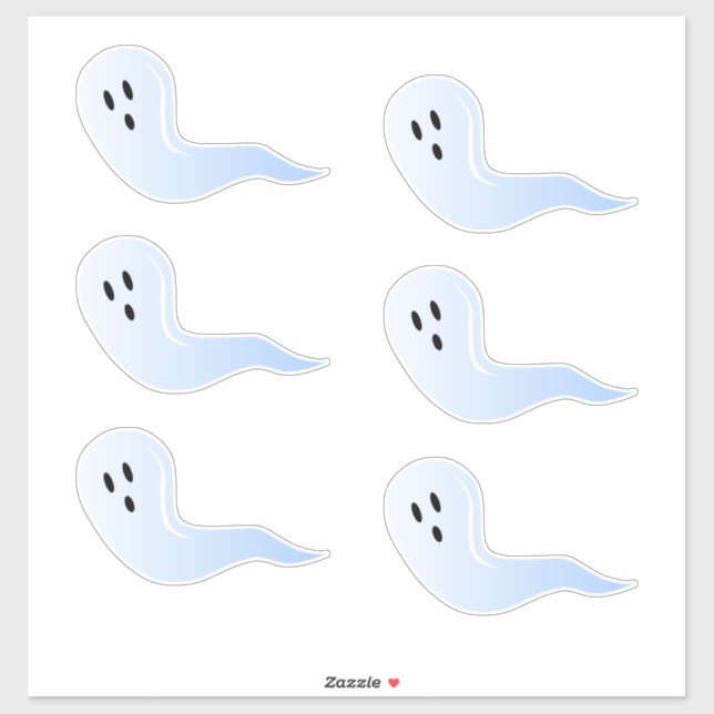 Cute Halloween Iridescent Ghost Set of 6 Stickers (Sheet)
