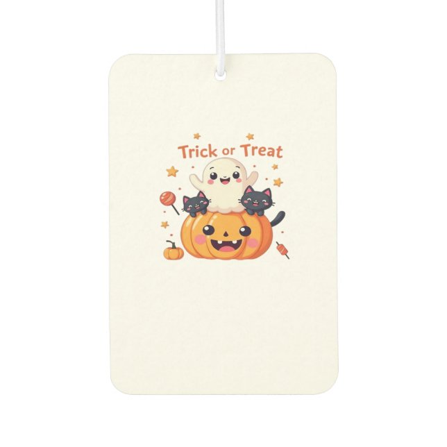 Cute Halloween - Kawaii Ghost and Black Cats Class Car Air Freshener (Front)