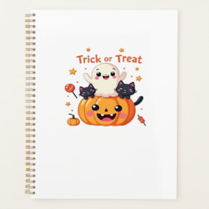 Cute Halloween - Kawaii Ghost and Black Cats Class Planner