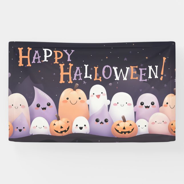 Cute Halloween Kawaii Ghost Banner (Horizontal)