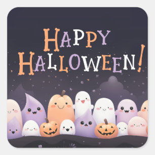 Cute Halloween Kawaii Ghost Square Sticker