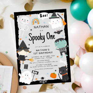 Cute Halloween Kids 1st Birthday Invitation