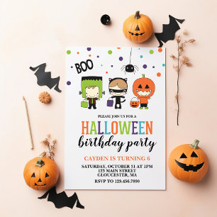 Cute Halloween Kids Birthday Party Invitation