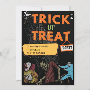 Cute Halloween Kids Birthday Party Invitation