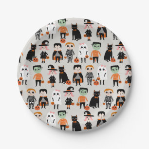 Cute Halloween Kids Illustration Paper Plate