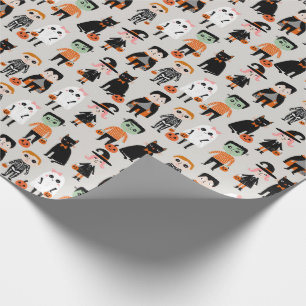 Cute Halloween Kids Illustration Wrapping Paper