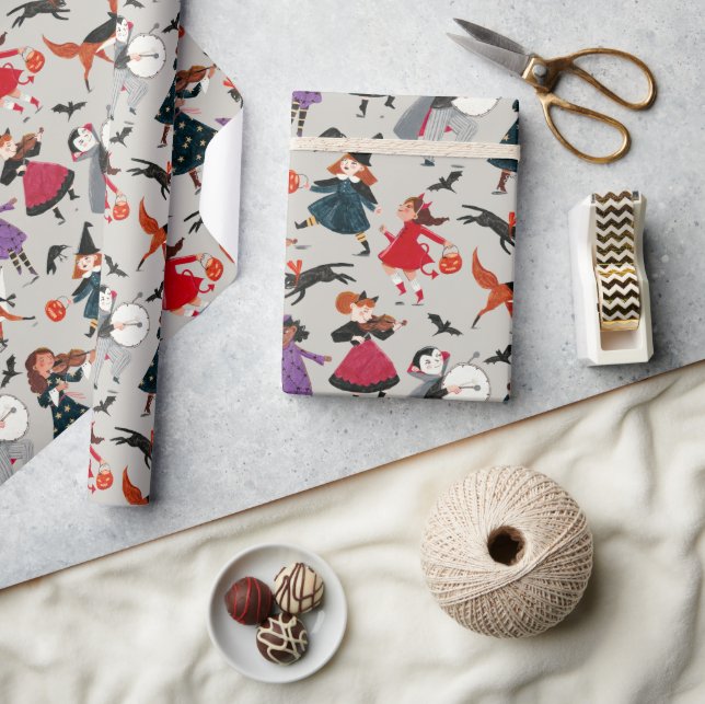 Cute halloween kids illustration wrapping paper (Crafts)