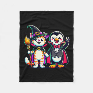 Cute Halloween Kids Penguin Vampire Cat Witch Funn Fleece Blanket