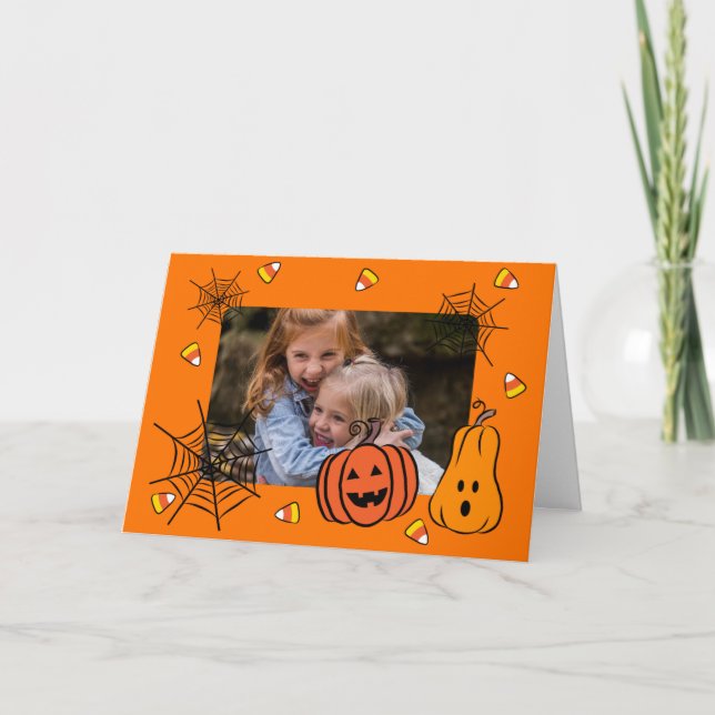 Cute Halloween Kids Photo Card (Front)