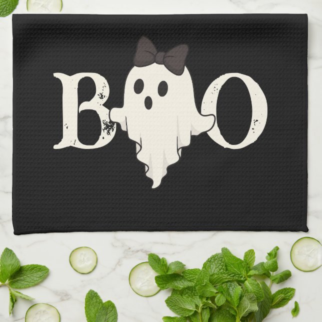 Cute Halloween Kitchen Towels – "Boo" Ghost with (Folded)
