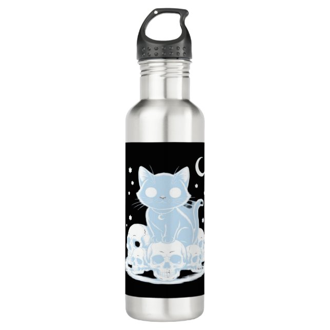 Cute Halloween Kitten Cat Gothic Aesthetic Essenti 710 Ml Water Bottle (Front)