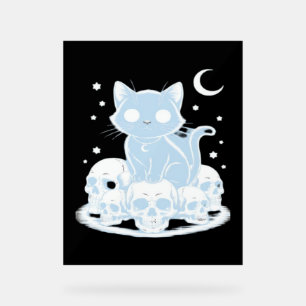 Cute Halloween Kitten Cat Gothic Aesthetic Essenti Acrylic Sign