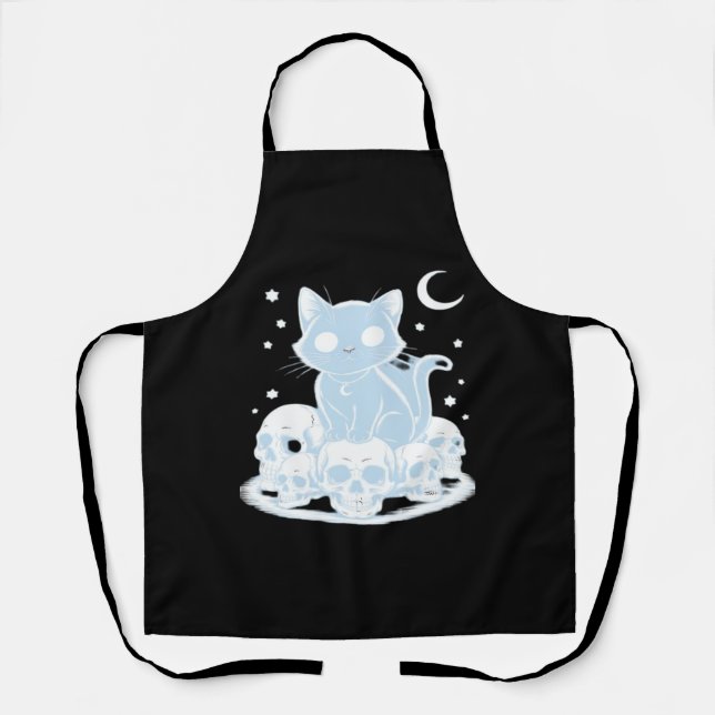 Cute Halloween Kitten Cat Gothic Aesthetic Essenti Apron (Front)