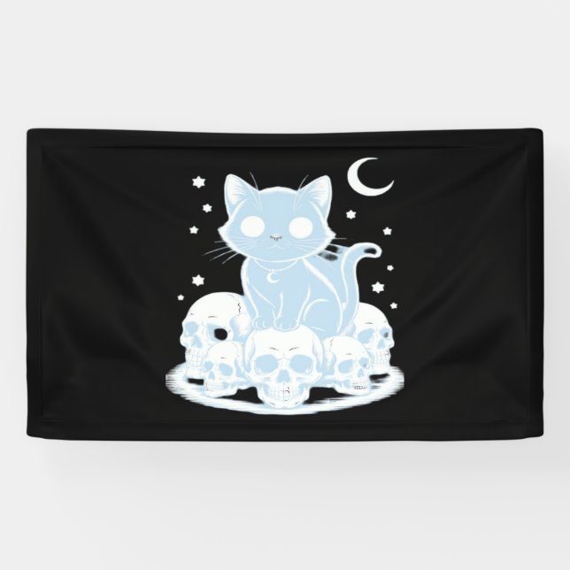 Cute Halloween Kitten Cat Gothic Aesthetic Essenti Banner (Horizontal)