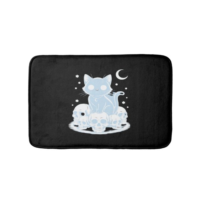 Cute Halloween Kitten Cat Gothic Aesthetic Essenti Bath Mat (Front)