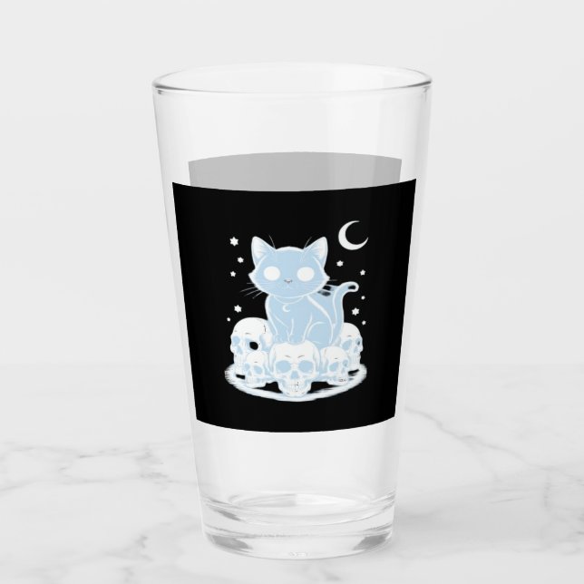 Cute Halloween Kitten Cat Gothic Aesthetic Essenti Glass (Front)