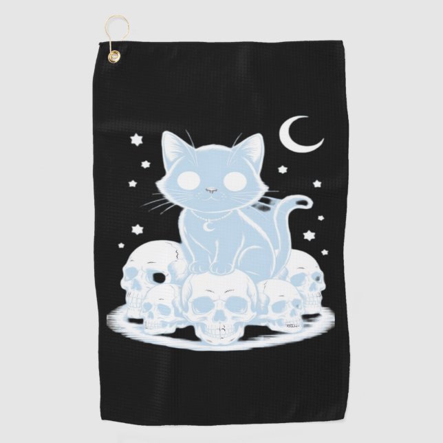 Cute Halloween Kitten Cat Gothic Aesthetic Essenti Golf Towel (Front)
