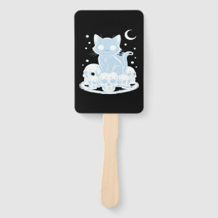 Cute Halloween Kitten Cat Gothic Aesthetic Essenti Hand Fan