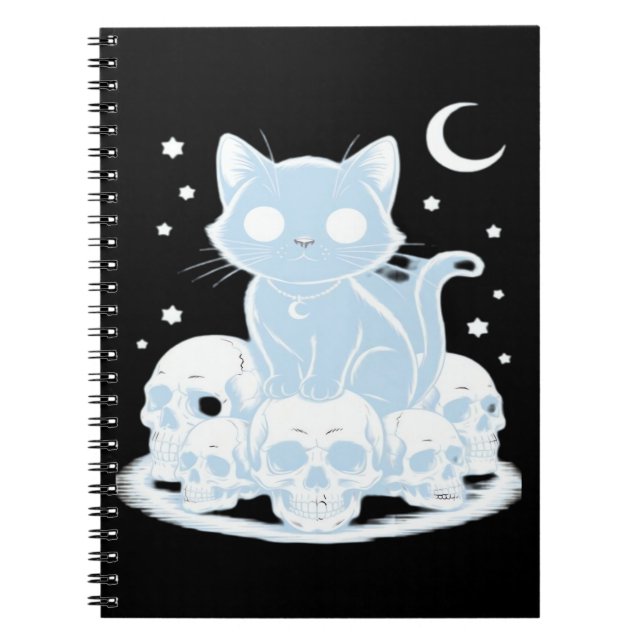 Cute Halloween Kitten Cat Gothic Aesthetic Essenti Notebook (Front)