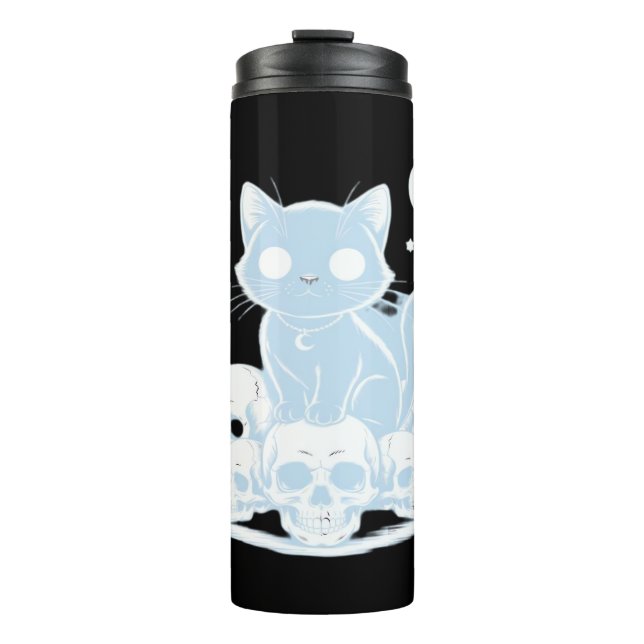Cute Halloween Kitten Cat Gothic Aesthetic Essenti Thermal Tumbler (Front)