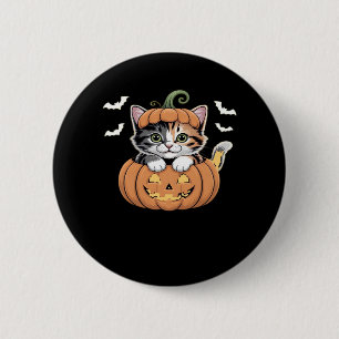 Cute Halloween Kitten in a Pumpkin Classic T-Shirt 6 Cm Round Badge