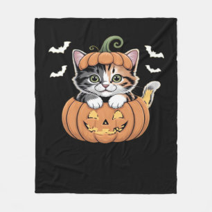 Cute Halloween Kitten in a Pumpkin Classic T-Shirt Fleece Blanket