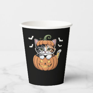 Cute Halloween Kitten in a Pumpkin Classic T-Shirt Paper Cups