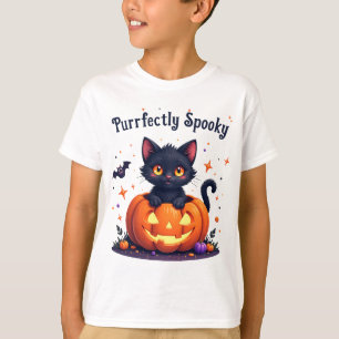 Cute halloween kitten pumpkin design t-shirt