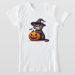 Cute Halloween Kitten With Witch Hat 🎃 T-Shirt