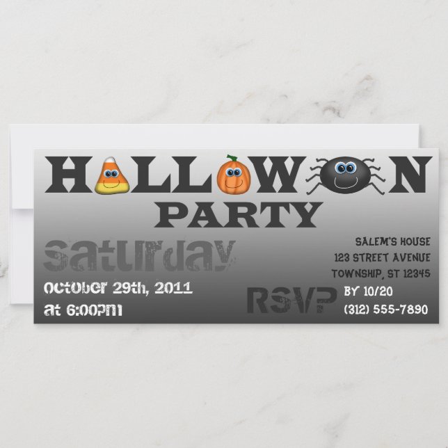 Cute Halloween Letters Party Invitation (Front)