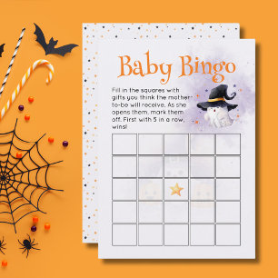 Cute Halloween Little Boo Baby Shower Baby Bingo Invitation