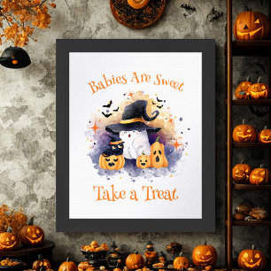 Cute Halloween Little Boo Baby Shower Favor Sign 