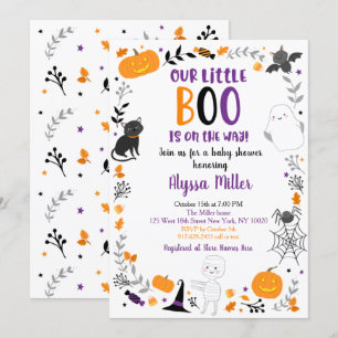 Cute Halloween Little Boo Baby Shower Invitation