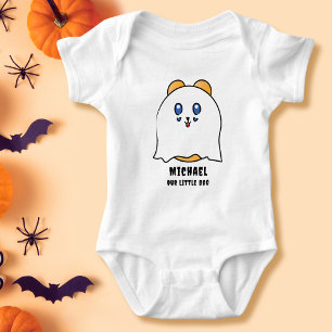 Cute Halloween Little Boo Ghost Personalised Baby Bodysuit