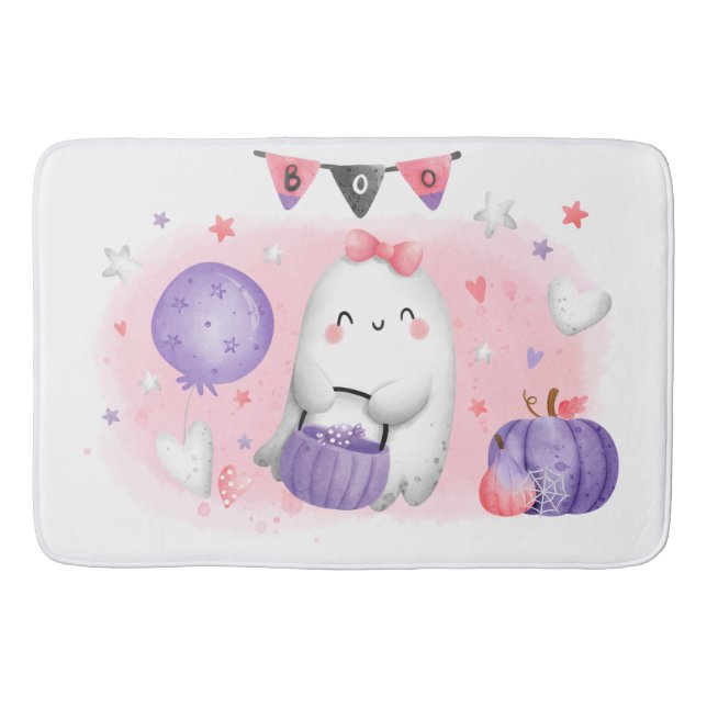 Cute Halloween Little Boo Girl Ghost Bath Mat (Front)