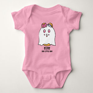 Cute Halloween Little Boo Girl Ghost Custom Name Baby Bodysuit
