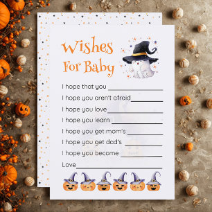 Cute Halloween Little Boo is Due Wishes For Baby Invitation