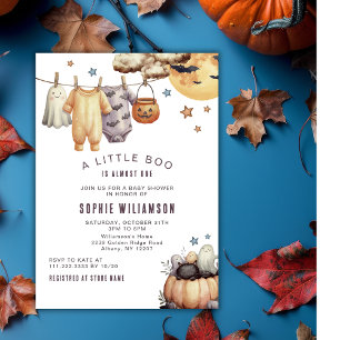 Cute Halloween Little Due Clothesline Baby Shower Invitation