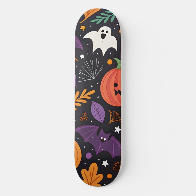 Cute Halloween Magic Pattern Skateboard (Front)