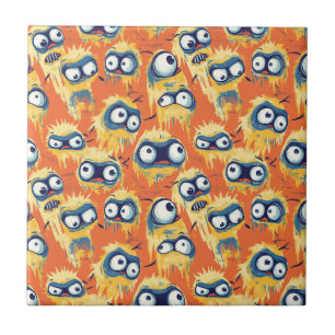 Cute Halloween Monster Yellow Orange Tile