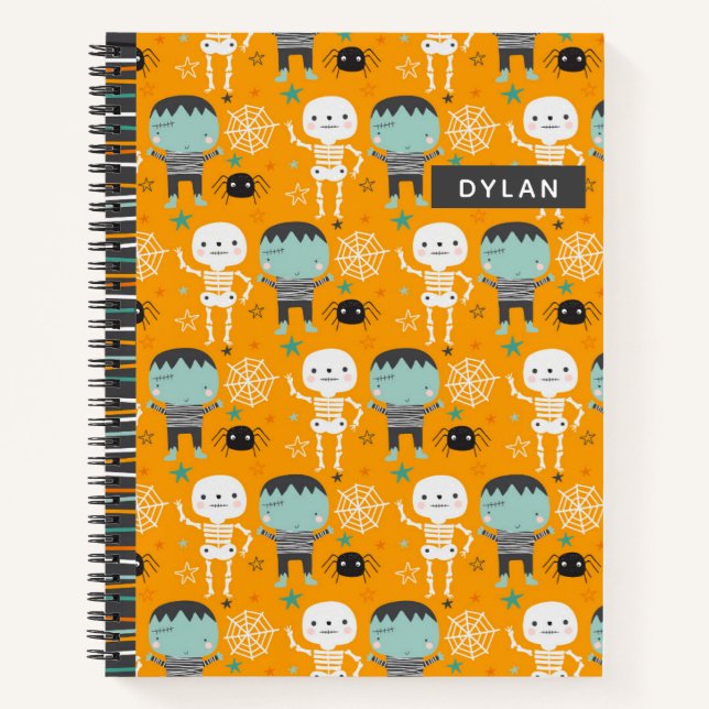 Cute Halloween Monsters Personalised Sketchbook Notebook (Front)
