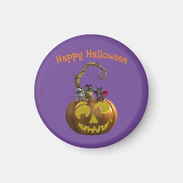 Cute Halloween Mouse Trio Magnet (Front)