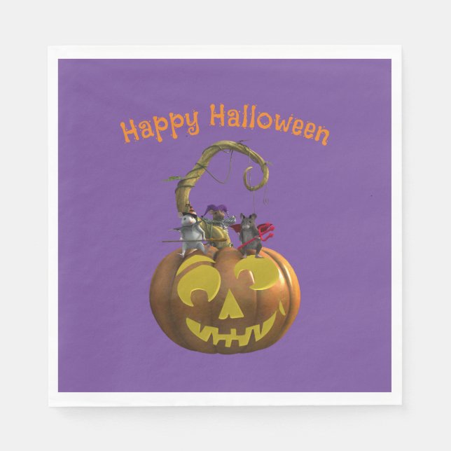 Cute Halloween Mouse Trio Napkin (Front)