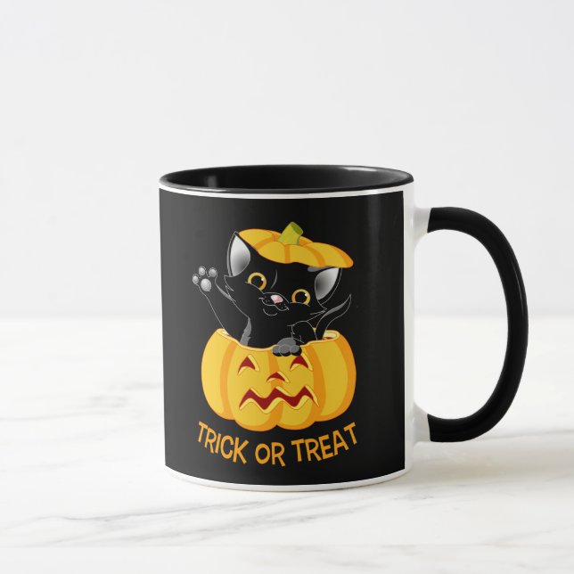 Cute Halloween mug Personalised black cat (Right)