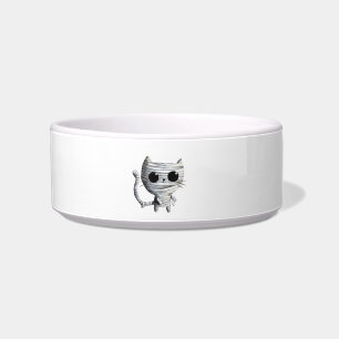 Cute Halloween Mummy Cat Bowl
